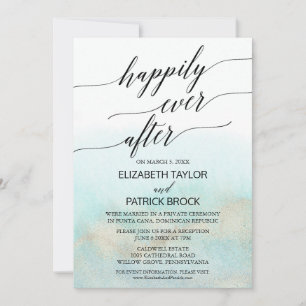 Invitación Boda de agua y oro con acuarela en la playa