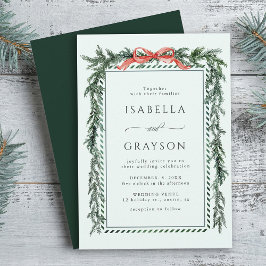 Invitación Boda de aguamarina con guirnalda de pino acuarela