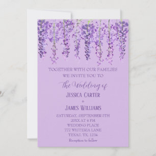 Invitación Boda de Aguamarina Floral Púrpura Wisteria