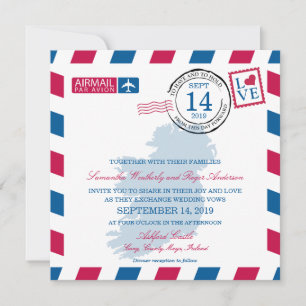 Invitación Boda de Airmail de IRLANDA