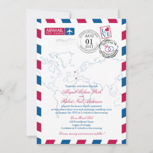 Invitación Boda de Airmail Heart Ireland y Portugal