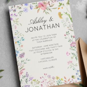Invitación Boda de alabastro de flores silvestres simple y et
