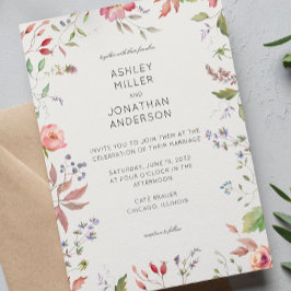 Invitación Boda de alabastro de flores silvestres simple y et