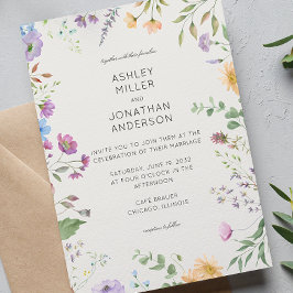 Invitación Boda de alabastro de flores silvestres simple y et