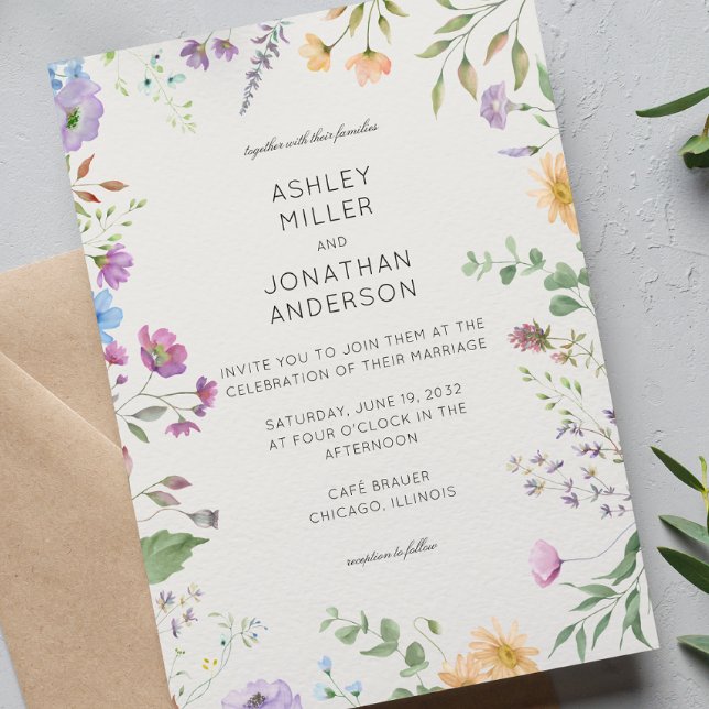 Invitación Boda de alabastro de flores silvestres simple y et (Subido por el creador)