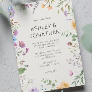 Invitación Boda de alabastro de flores silvestres simple y et