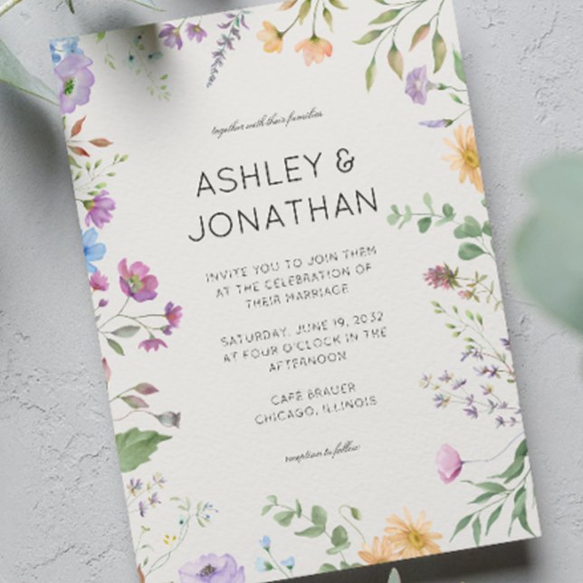 Invitación Boda de alabastro de flores silvestres simple y et (Subido por el creador)