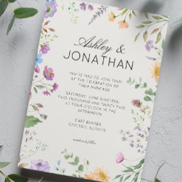 Invitación Boda de alabastro de flores silvestres simple y et