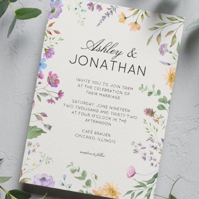 Invitación Boda de alabastro de flores silvestres simple y et (Subido por el creador)