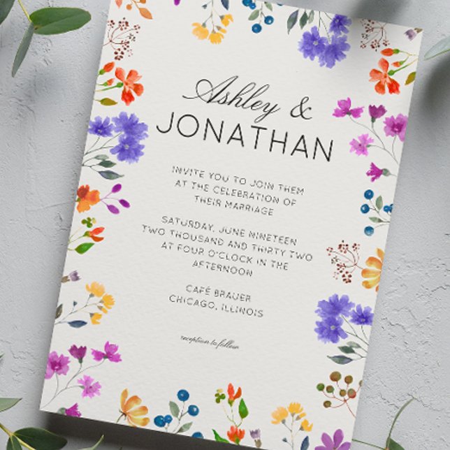 Invitación Boda de alabastro de flores silvestres simple y et (Subido por el creador)