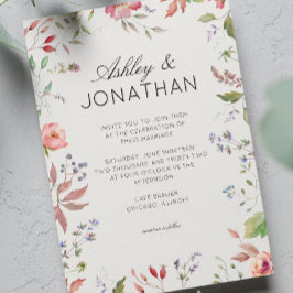 Invitación Boda de alabastro de flores silvestres simple y et