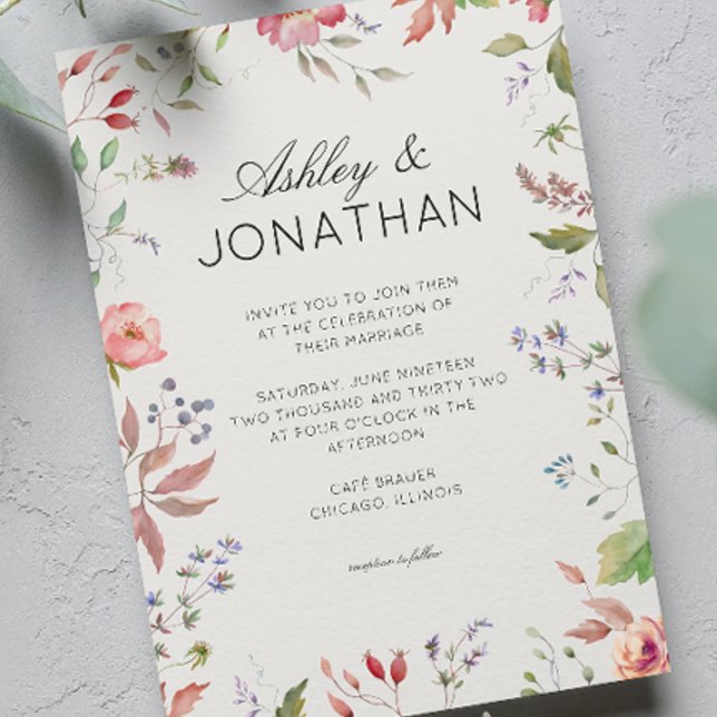 Invitación Boda de alabastro de flores silvestres simple y et (Subido por el creador)