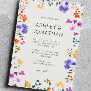 Invitación Boda de alabastro de flores silvestres simple y et