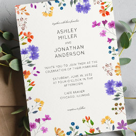 Invitación Boda de alabastro de flores silvestres simple y et