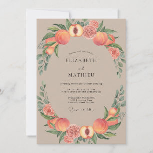 Invitación Boda de albaricoque coral fruta eucalipto