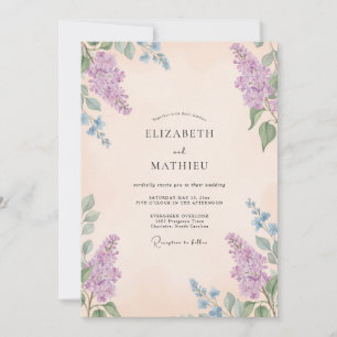 Invitación Boda de Albaricoque Periwinkle Wisteria