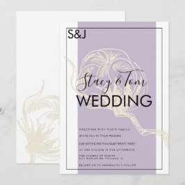 Invitación Boda de Algodón Botánico Lila