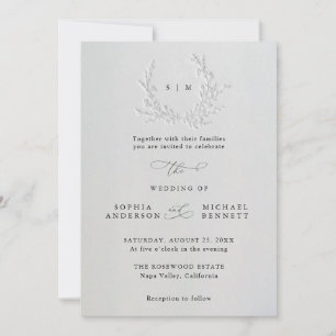 Invitación Boda de algodón con relieve hundido falso minimali