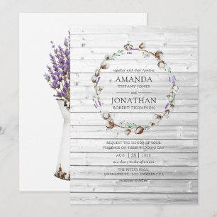 Invitación Boda de Algodón Lavanda Rústico