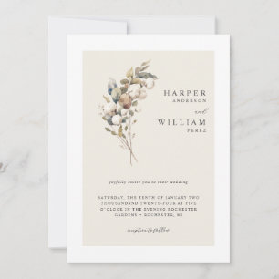 Invitación Boda de algodón orgánico y eucalipto