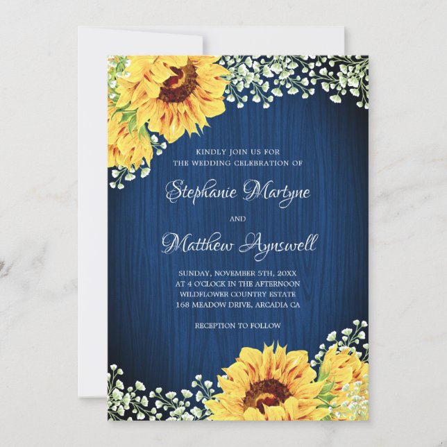 Invitación Boda de aliento de la Marina de los Azules Babys (Anverso)