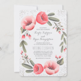 Invitación Boda de aliento del bebé de floral rosa