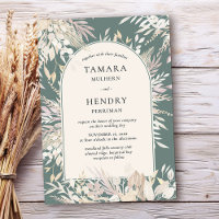 Boda de almendra verde arcaico con marco botánico