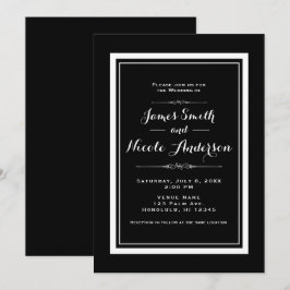 Invitación Boda de Alta Costura Chic Elegante en Blanco y Neg