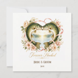 Invitación Boda de amante de la pesca con caña y flores