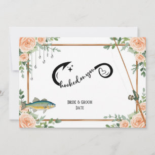 Invitación Boda de amante de la pesca con caña y flores 