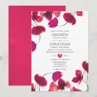 Boda de amapola acuarela roja