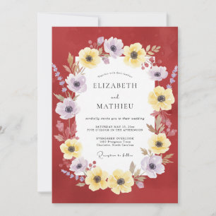 Invitación Boda de amapola amarilla carmesí