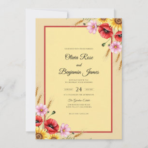 Invitación Boda de Amapola Amarilla y Girasol