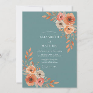 Invitación Boda de amapola azul pizarra