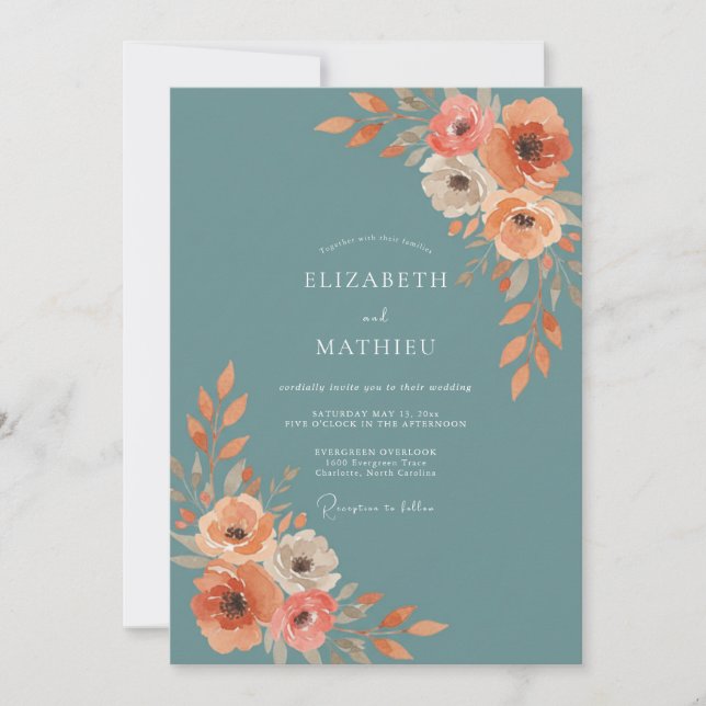 Invitación Boda de amapola azul pizarra (Anverso)