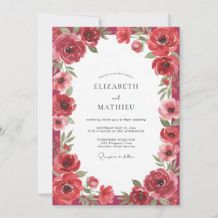 Invitación Boda de amapola carmesí