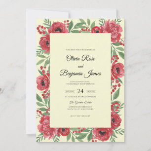 Invitación Boda de Amapola Carmesí Marfil