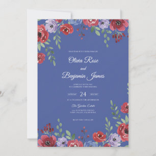 Invitación Boda de Amapola Carmesí Periwinkle