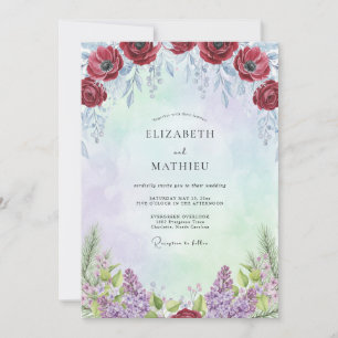 Invitación Boda de Amapola de Amatista Carmesí