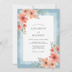 Invitación Boda de amapola de cielo coral