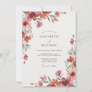 Invitación Boda de amapola de óxido de coral