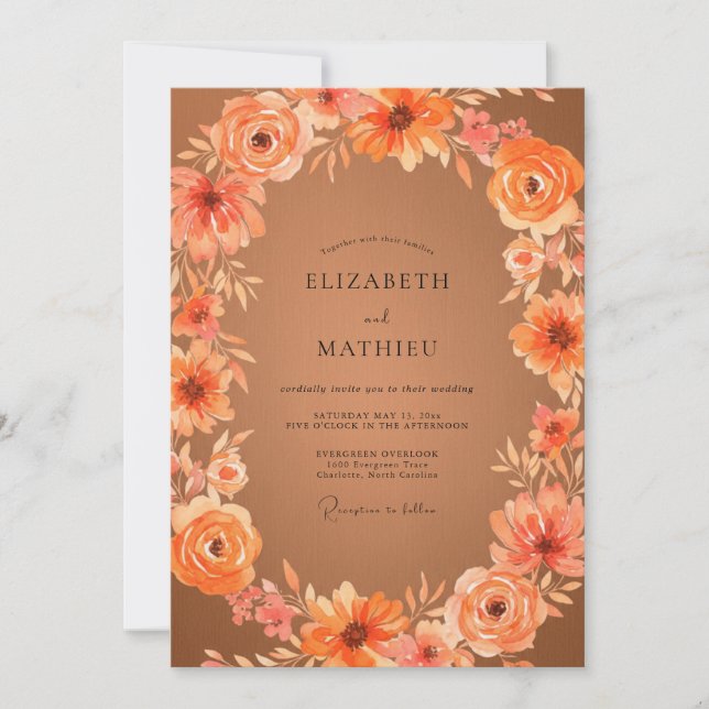 Invitación Boda de amapola de terracota (Anverso)