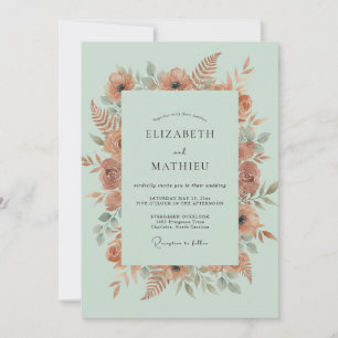 Invitación Boda de amapola de terracota espuma de mar