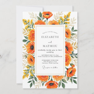 Invitación Boda de amapola de verano resplandeciente de manda