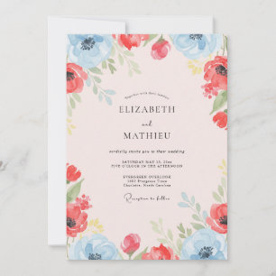 Invitación Boda de amapola escarlata de coral