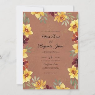 Invitación Boda de amapola granate ocre