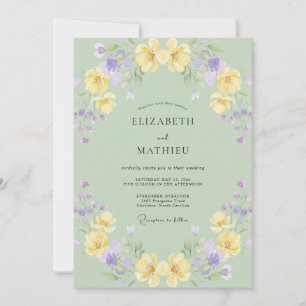Invitación Boda de Amapola Lavanda Amarilla Suave