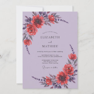 Invitación Boda de Amapola Lila Carmesí