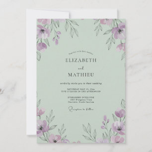 Invitación Boda de amapola lila espuma de mar
