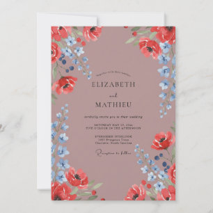 Invitación Boda de amapola malva polvorienta